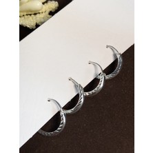 925 AYAR GÜMÜŞ KALEMLİ DÖRTLÜ TRAGUS HELIX TREND KADIN HALKA KÜPE 2 YILBAŞI YENİ YIL HEDİYE