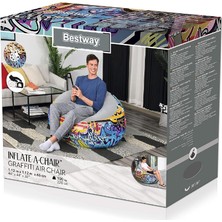 Bestway Luxury Şişme Puf Renkli Graffiti Desenli Koltuk 75075