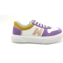 Ortoplus Ortopedik Deri Genç Spor Ayakkabı G M2321 MOR - BEYAZ