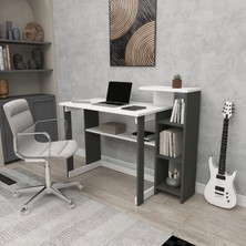 Enda Home SAYE 5 Raflı Kitaplıklı Ders Çalışma Masası Antrasit - Beyaz
