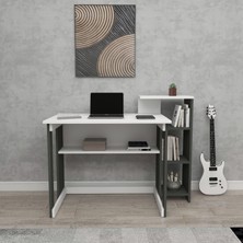 Enda Home SAYE 5 Raflı Kitaplıklı Ders Çalışma Masası Antrasit - Beyaz