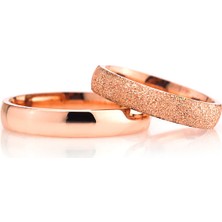 Gümüşcüm Bombeli 4mm Rose Kaplama Bay Gümüş Alyans  Söz ve Nişan Yüzüğü