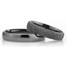 Gümüşcüm Bombeli 4mm Siyah Bay Gümüş Alyans Söz ve Nişan Yüzüğü