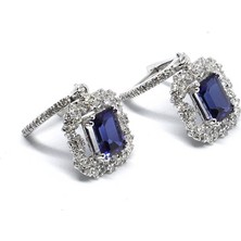 Altın Köşe 3,30 Ct. Pırlanta Safir Küpe