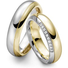 Gümüşcüm Bombeli Modeli Altın Kaplama Bay Gümüş Alyans