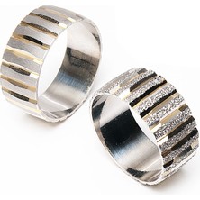 Gümüşcüm Çizgili Altın Kaplama Bay Gümüş Alyans Nişan Yüzükleri