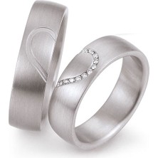 Gümüşcüm Kalpli Model Bay Gümüş Alyans