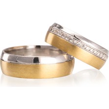 Gümüşcüm Karya Modeli Bombeli Altın Kaplama Bay Gümüş Alyans