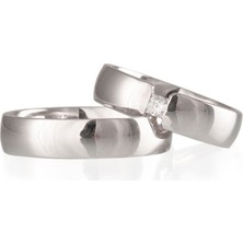 Gümüşcüm Klasik Taşlı  Gümüş Alyans Modeli Taşlı Bay Alyans