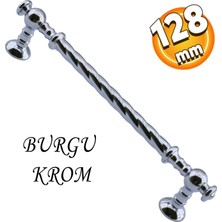 Badem10 Burgu Mobilya Mutfak Dolabı Çekmece Dolap Kapak Kulpu Kulbu Krom 128 mm Metal Kulp