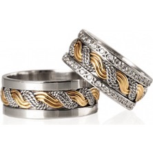 Gümüşcüm Üç Sıra Örgü Gümüş Alyans Modeli Bay Alyans