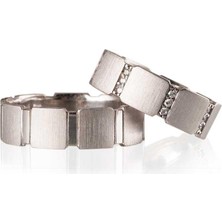 Gümüşcüm Şerit Taşlı  Bay Gümüş Alyans