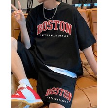 Amor Man Büyük Beden Özel Tasarım Chıcago Baskılı  Pamuk Oversize Ter Tutmayan Dış  Mekan Erkek T-Shırt Şort Takımı