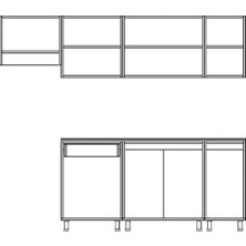 Visas Concept 240 Cm Hıgh Gloss Kapak-Beyaz-Mürdüm- Bugra Hazır Mutfak Dolabı- Aspiratör Modüllü