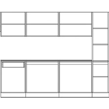 Visas Concept 260 Cm Beyaz-Atlantik Çam- Nergis Hazır Mutfak Dolabı-Kiler Modüllü