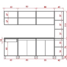 Visas Concept 260 Cm Beyaz- Kardelen Hazır Mutfak Dolabı-Kiler Modüllü