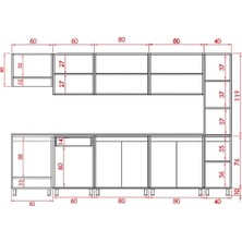 Visas Concept 320 Cm Hıgh Gloss Kapak Mürdüm- Elif Hazır Mutfak Dolabı- Kiler Modüllü