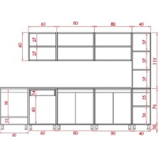 Visas Concept 320 Cm Beyaz-Atlantik Çam- Melek Hazır Mutfak Dolabı-Kiler Modüllü