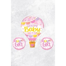 Pekshop Kız Bebek Doğum Baby Shower Balonları Pembe Bebek Balon Seti Welcome Baby