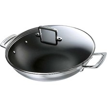 Le Creuset Yapışmaz Kaplamalı Wok 3 Katlı Paslanmaz Çelik, Cam Kapaklı, Çap 30 Cm, Indüksiyon Dahil Tüm Ocak Türleri Için Uygundur, Gümüş