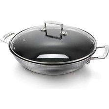 Le Creuset Yapışmaz Kaplamalı Wok 3 Katlı Paslanmaz Çelik, Cam Kapaklı, Çap 30 Cm, Indüksiyon Dahil Tüm Ocak Türleri Için Uygundur, Gümüş