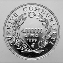 Urlanumis 4 Milyon Tl. Atatürk`ün Samsun`a Çıkışının 80ç Yılı 1999 Sertifikasız Gümüş Darphane Hatıra Parası