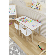 Pofitto Montessori Çocuk Masası-Oyun Masası-Aktivite Masası-Etkinlik Masası Takımı 2 Panda Sandalye