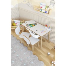 Pofitto Montessori Çocuk Masası-Oyun Masası-Aktivite Masası-Çalışma Masası-Etkinlik Masası 2 Sandalye
