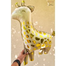 Pekshop Zürafa Folyo Balon Parlak Gold Detaylı Büyük Zürafa Doğum Günü Balonu