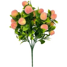 Nettenevime 3lü Set Yapay Şeftali Demeti Yapay Çiçek 30*20CM Yeşil Yapraklı