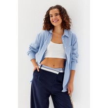 Nish&Chic Kadın Oversize Çizgili Gömlek