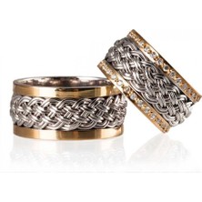 Gümüşcüm Örgü Bay Gümüş Alyans Modeli Altın Kaplama Alyans