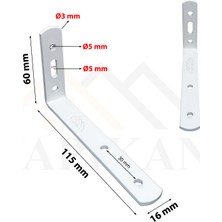 Yapıkan 4 adet Beyaz Modern Çelik Raf Altı Ayak 6 x 11.5 cm - Raf Tutucu Duvar Montaj Askı Ayağı - Raf Destek Aparatı - Metal Raf Altı L Demiri Konsol Ayağı