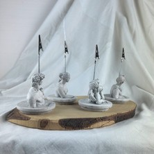 Oasis Decoration Gri Eskitme David, Venus, Apollo ve Cupid(Melek) Kaideli Heykel 4'lü Not Tutucu Set, Fotoğraf Tutucu