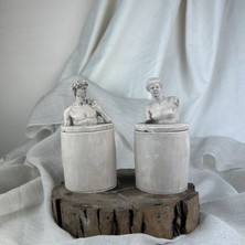 Oasis Decoration Vizon Eskitme David ve Venus 2'li Kapaklı Kutu Set, Dekoratif Beton Kutu