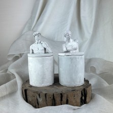 Oasis Decoration Gri Eskitme David ve Venus 2'li Kapaklı Kutu Set, Dekoratif Beton Kutu