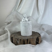 Oasis Decoration Gri Eskitme Cupid (Melek)  Kapaklı Kutu, Dekoratif Beton Kutu
