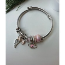 Vera Kadın Pandora Model Gözlü Charm Çelik Bileklik