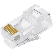 Koodmax 100 Adet RJ45 Cat6 Altın Uçlu Konnektör Jack Jak