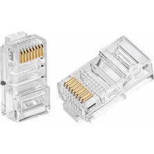 Koodmax 100 Adet RJ45 Cat6 Altın Uçlu Konnektör Jack Jak