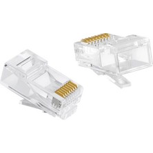 Koodmax 100 Adet RJ45 Cat6 Altın Uçlu Konnektör Jack Jak