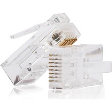 Koodmax 100 Adet RJ45 Cat6 Altın Uçlu Konnektör Jack Jak