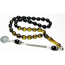 Lilah Gümüş Tr Gümüş Püsküllü Arpa Kesim Tuğralı Kehribar Tesbih