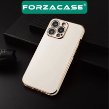 Forzacase Samsung Galaxy S23 Ultra Uyumlu Luxury Serisi Altın Çerçeveli Silikon Kılıf