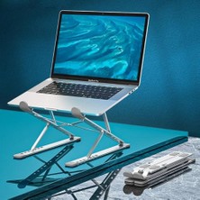 Coofbe Alüminyum Çift Katmanlı Yükseklik Ayarlı Taşınabilir Laptop Standı Tablet Notebook Standı Kaymaz Pad