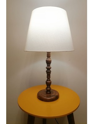 Riolight  Retro,rustik,vintage Natural Ahşap Gövde Kumaş Başlık 1XE27 Duylu Abajur Köşe Lambası