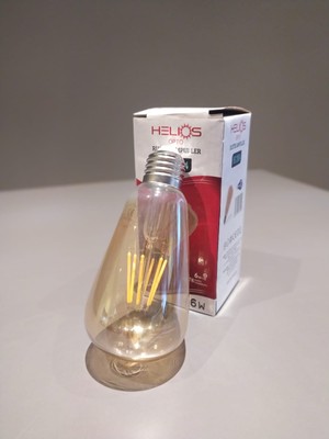 Helios 6W E27 2700K Sarı Işık  Rustik Armut Ampul