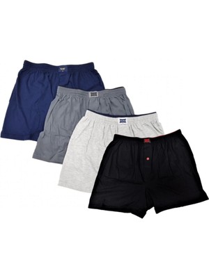 Betimoda Erkek Penye Boxer Düz Desenli Karışık Renk 4'lü Paket L Beden