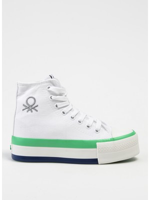 Benetton Beyaz - Yeşil Kadın Sneaker BN-30944