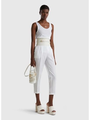 Benetton Normal Beyaz Kadın Pantolon 4AGH558X5